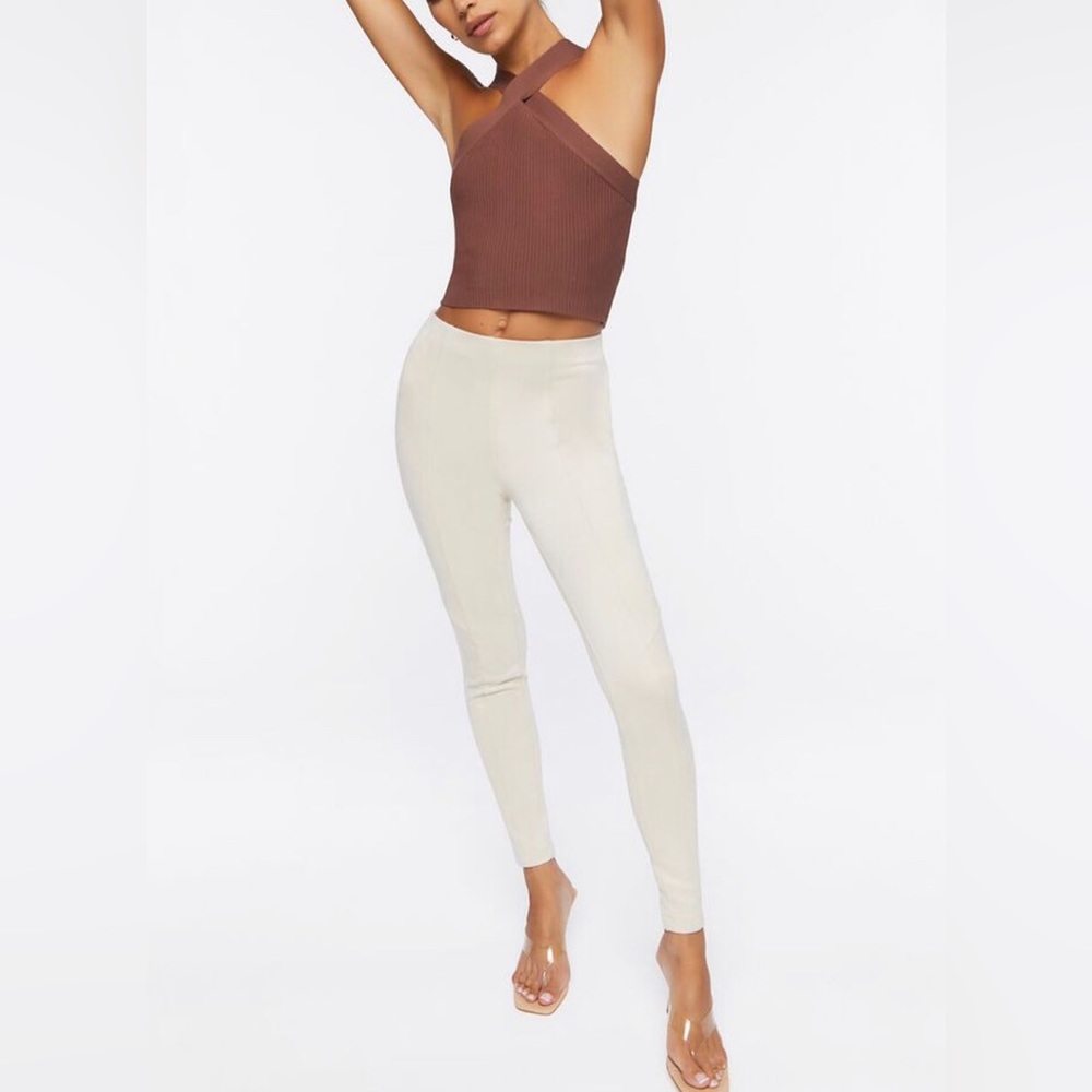 White Faux Suede Ankle Pants - Forever 21